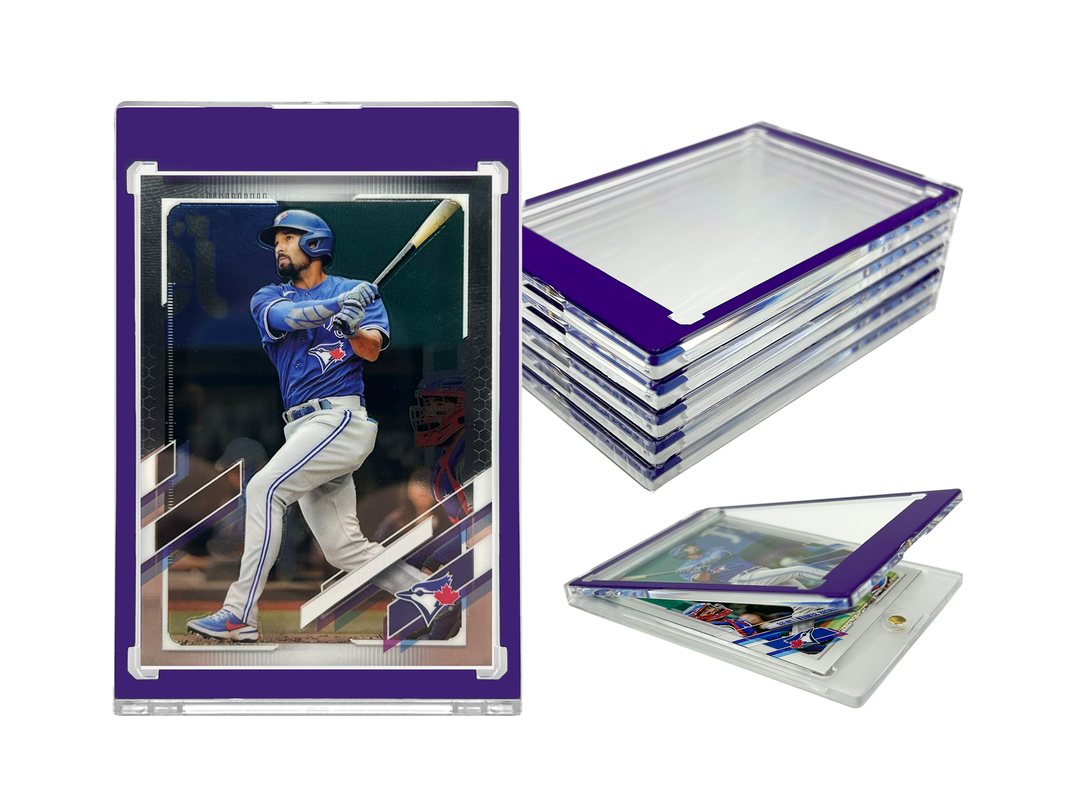 CF Purple Border 35pt Magnetic Card Holder - One Touch for Sports & Trading Cards