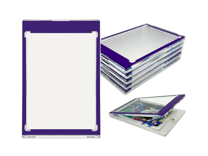 CF Purple Border 35pt Magnetic Card Holder - One Touch for Sports & Trading Cards